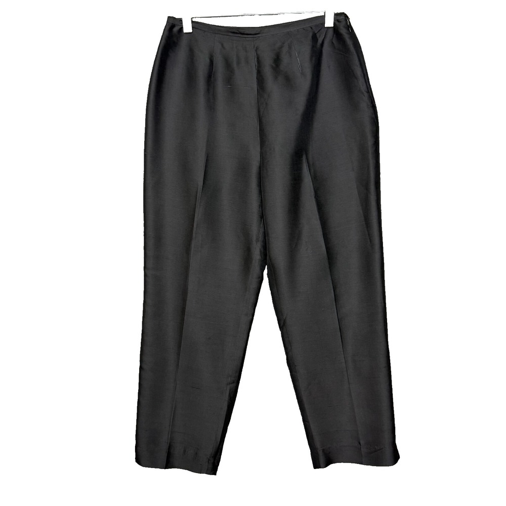 Robert Louis Pants Womens 6 Black 100% Silk Side Zip Dressy‎ Lined High Rise